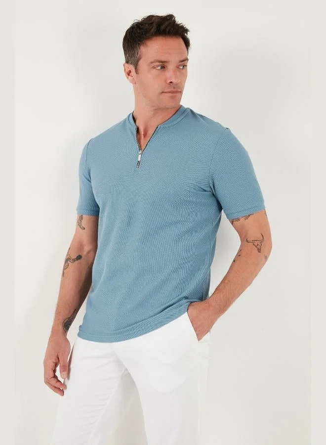 بوراتي تيشيرت رجالي قطن بياقة كلية وسحاب نصفي من بوراتي عبوة من  قطع